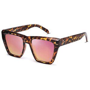 Fashion Oversized Square Polarized Sunglasses , Leopard Print